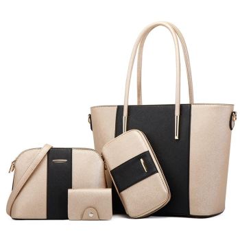 Stylish 4-in-1 Diagonal Handbag with Large Capacity - Pink White