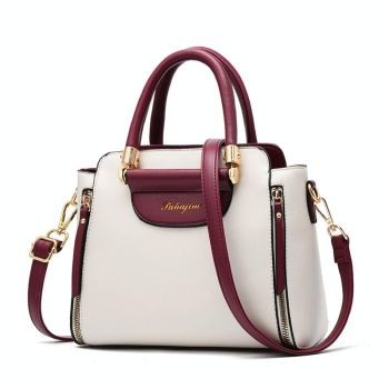 Contrast Material Ladies Handbag - Black