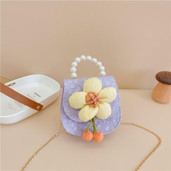 Cartoon Flower Princess Crossbody Bag With Pearl Detail - Green