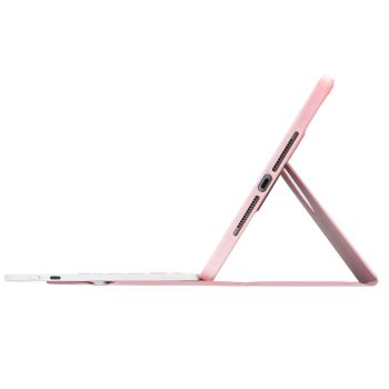 360 Rotation Bluetooth Keyboard Leather Case For Ipad 10.9 2022 With Touch Control And Backlight - Pink