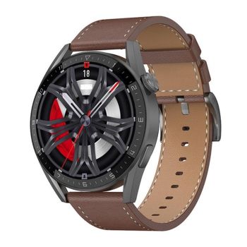 Smart Leather Watch With Colour Screen - Silver
