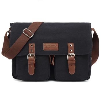 Men Canvas Crossbody Messenger Bag - Coffee