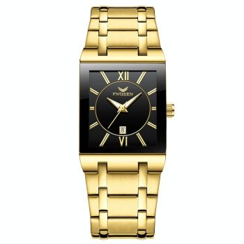 Waterproof Square Men Watch with Calendar - 50m - Full Gold Gold Surface