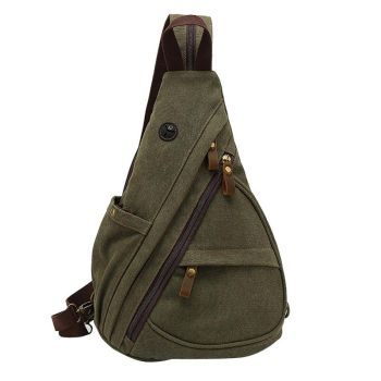 Spacious Canvas Chest Bag For Men - Coffee