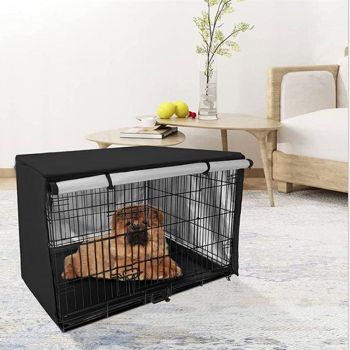 Outdoor Pet Cage Cover - Oxford Cloth Dustproof Rainproof Sunscreen - 63.5x48x50cm - Black