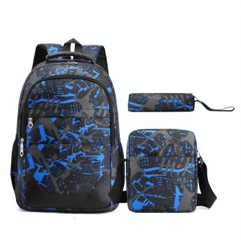 Student Backpack Set - 3 Pieces - Pink Camouflage
