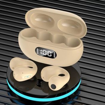 Wireless Noise-cancelling Bluetooth Earbuds with Led Display - Khaki