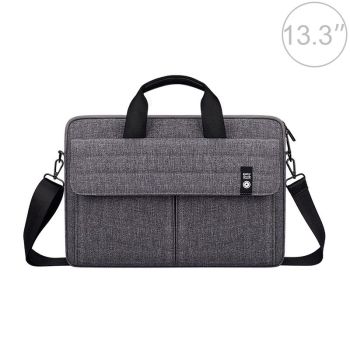 13.3 Inch Laptop Carrying Bag with Shoulder Strap - Handheld Briefcase Style - Grey