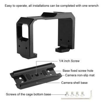 Aluminum Frame Cage for Insta360 one r with Cold Shoe and Tripod Base - Black