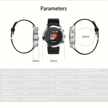 Waterproof Smart Bracelet With Call Reminder And Heart Rate Monitor - Ip68 - Black