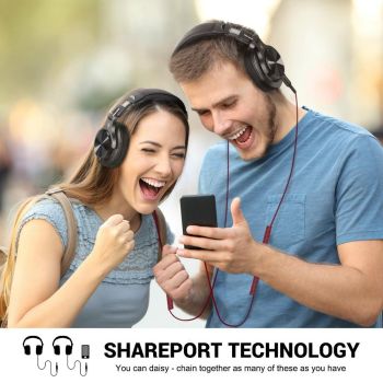 Head-Mounted Wired Headphone With Noise Reduction & Mic Black