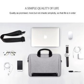 Waterproof Oxford Cloth Laptop Bag with Concealed Handle & Luggage Tie Rod - Black