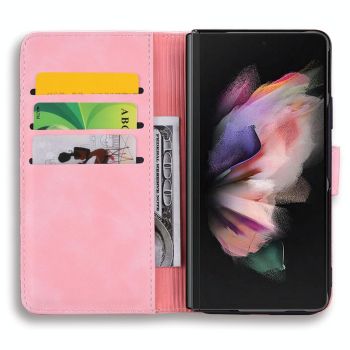 For Samsung Galaxy Z Fold4 5G Dual Fold Mandala Leather Case - Embossed Design - Black