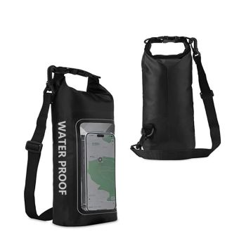 2 In 1 Waterproof Crossbody Phone Bag For Outdoor Cycling Swimming 2L Capacity - Black Green - 5L
