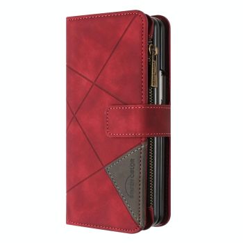 For Samsung Galaxy Z Fold4 5G Leather Zip Wallet With Rhombus Texture - Grey