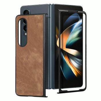 For Samsung Galaxy Z Fold4 5G Pu Back Cover - Solid Colour - Purple