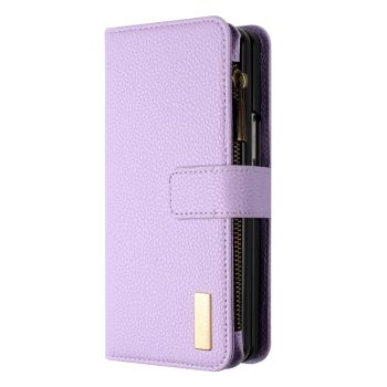 For Samsung Galaxy Z Fold4 5G Litchi Texture Zip Wallet - Blue