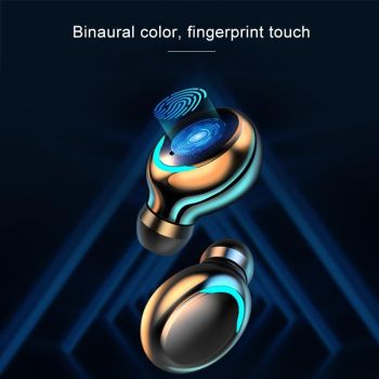 Bluetooth Earphone with Noise Reduction & Breathing Light Hand Strap - Black