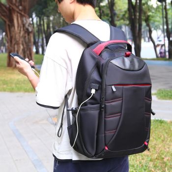 Portable Dual-shoulder Laptop Backpack - Foldable & Removable Black
