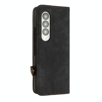 For Samsung Galaxy Z Fold4 5G Leather Phone Case With Side Buckle - Red