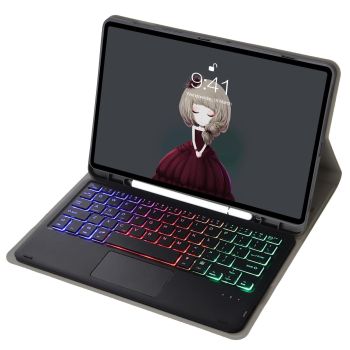 Bluetooth Keyboard Leather Case For Ipad Air / Pro 11 - Touch Pad Backlight Pen Slot - Gold