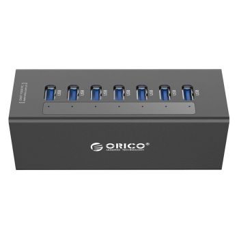 7-Port Aluminum Usb 3.0 Hub For Laptops - Black