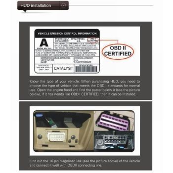 5.5 Inch Bluetooth Car Hud System Speed Fuel Alarm Black