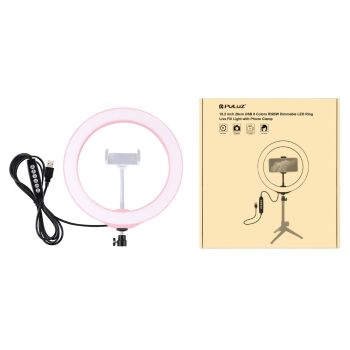 10.2 Usb Led Ring Light with 10 Modes Cold Shoe Tripod & Phone Clamp - Black