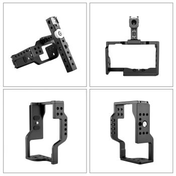 Video Camera Cage Stabilizer With Handle - Black for Sony A6600