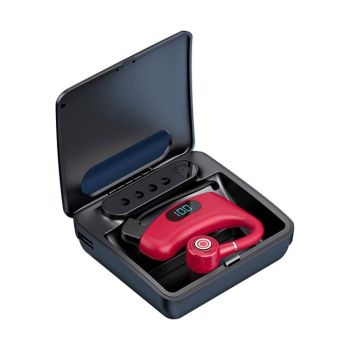 V12 Business Wireless Bluetooth 5.0 Earphone with Charging Box - Hanging Ear Style - Black