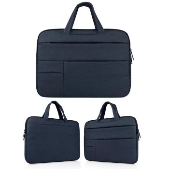 15.6 Inch Laptop Tablet Bag with Multiple Pockets and Soft Oxford Cloth Handle - Black
