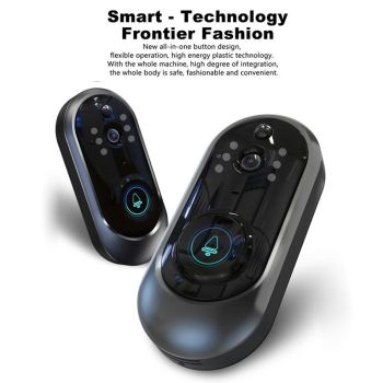 Smart Wifi Video Doorbell With Remote Monitoring & Voice Intercom - 720P 6400Mah Black