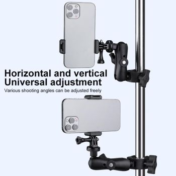Adjustable Bike Handlebar Mount with Phone Clamp - 360 Rotation