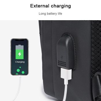 Usb Chest Bag For Men Fashionable Outdoor Sports Shoulder Bag Black