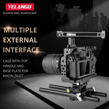 Video Camera Cage Stabilizer With Handle And Rail Rod For Nikon Z6 / Z7