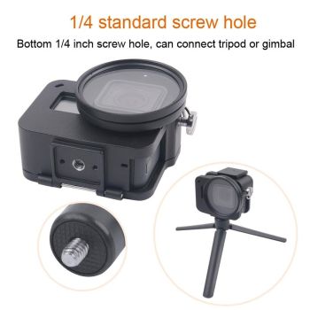 Aluminum Protective Cage with Insurance Frame and 52mm Uv Lens for Gopro Hero7 / 6 / 5 - Black