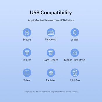 Portable 4-Port Usb 2.0 Hub High Speed 480Mbps