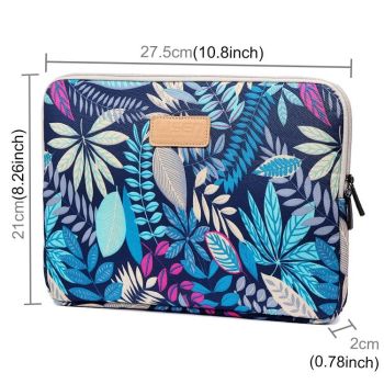 Sleeve Case Colourful Leaves Zipper Briefcase Carrying Bag - Black
