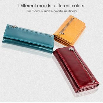 Versatile Retro Leather Rfid Lady Wallet - Yellowish-Brown