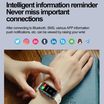 Waterproof Ecg Smart Watch For Health Monitoring - Ip68 - Blue