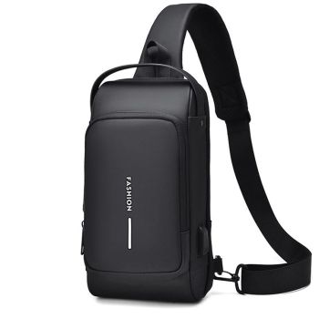 Waterproof Usb Crossbody Backpack For Sports - Gray Gold