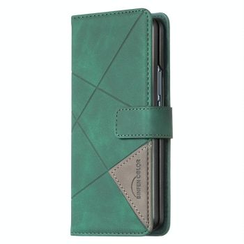 For Samsung Galaxy Z Fold4 5G Magnetic Rhombus Texture Case - Brown