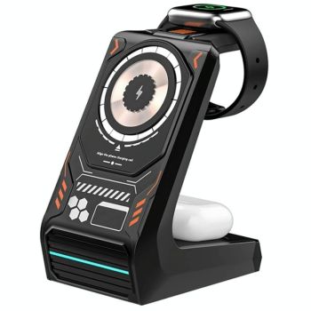 3 In 1 Wireless Charger For Mobile Phone And Earphones - Grey