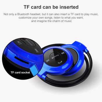 Wireless Mini-503 Earphones with Fm Radio & 32gb Tf Card Support - Blue