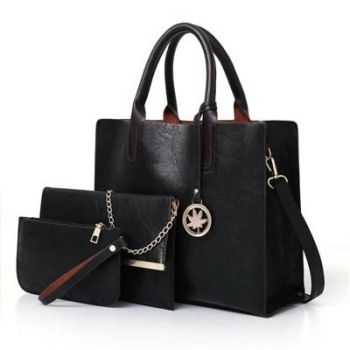 Versatile Leather Tote Bag for Women - 3-in-1 Design - Grey