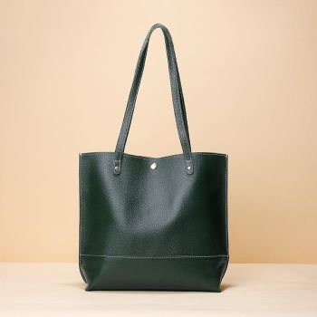 Stylish Leather Tote For Women - Beige