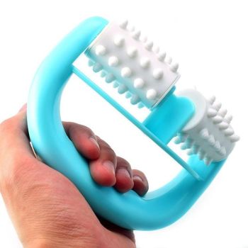 Round Handle Massager Manual Two-Wheel Plastic T9142 - Red