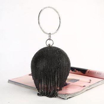 Crystal Tassel Clutch for Weddings and Parties - Silver Crystal Bag