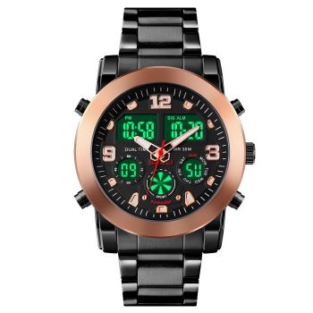 Triple Display Luminous Digital Watch - 1642 - Black