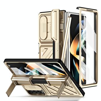 For Samsung Galaxy Z Fold4 5G Shockproof Tpu Pc Case With Pen - Silver